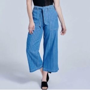 Seven7 Wide Leg Pinstripe Denim Pants